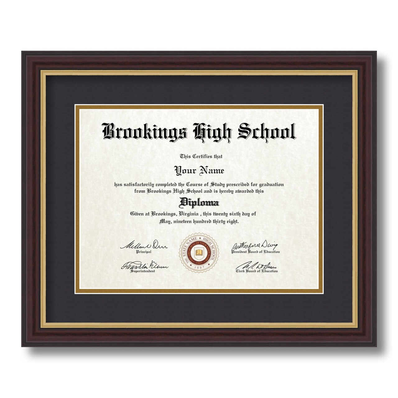 ArtToFrames 9x12 inch Diploma Frame - Framed with Black and Gold Mats, Comes with Regular Glass and Sawtooth Hanger for Wall Hanging (D-9x12)